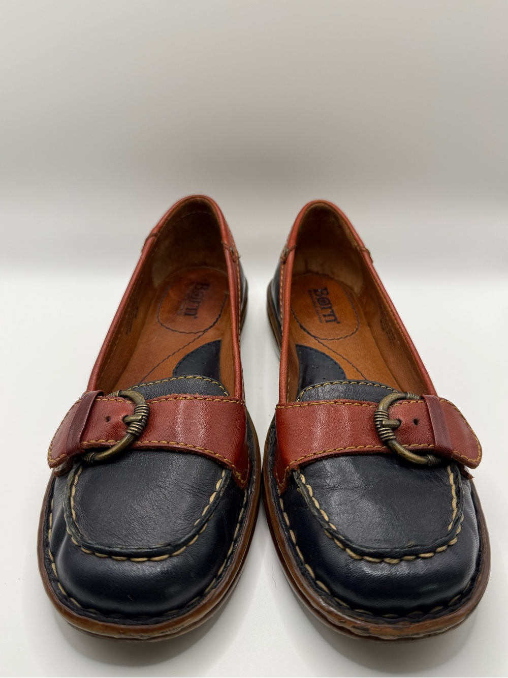 Born Black and Brown Leather Slip-On Loafers